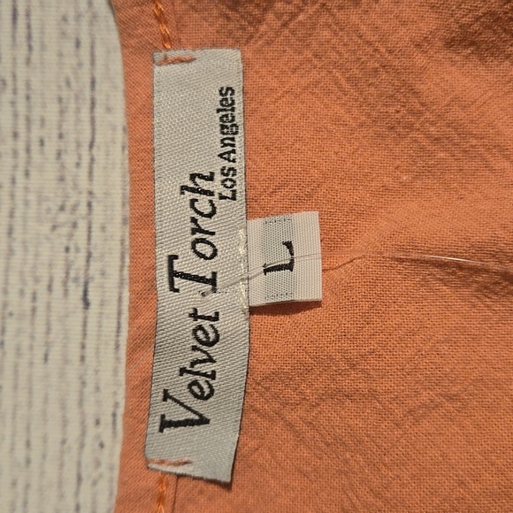 Velvet Torch Babydoll Skater Dress w/ 3/4 Puff Sleeves Pink/Peach Size L NWT - Picture 8 of 11